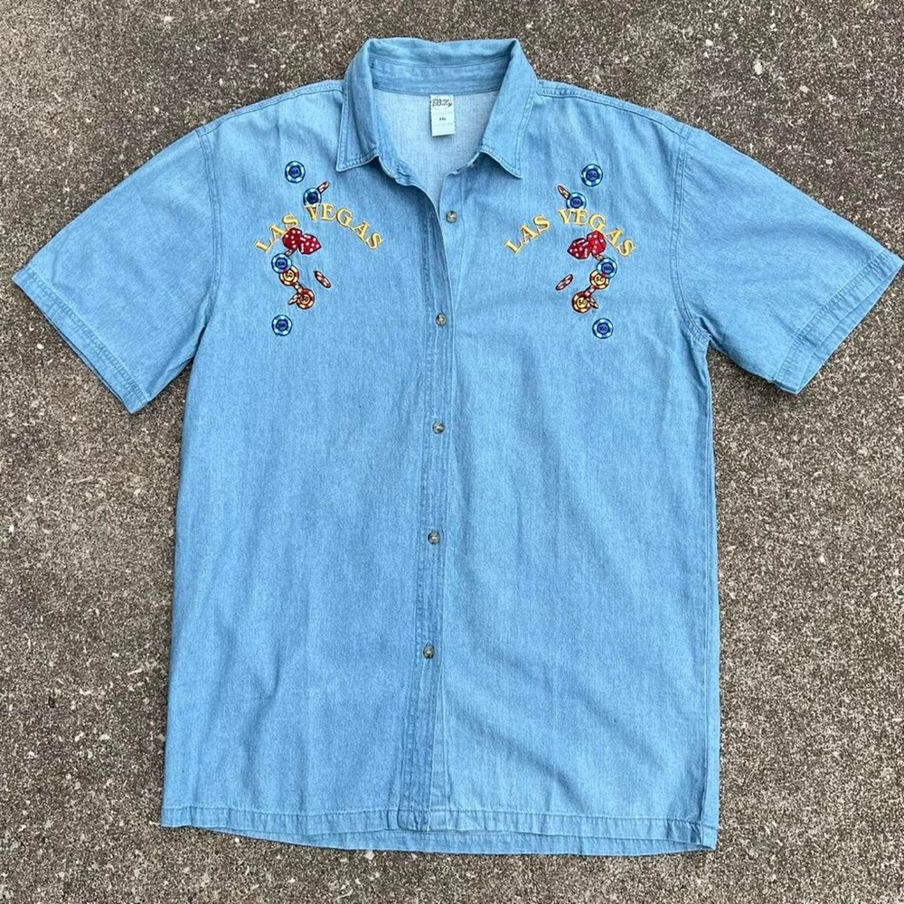 Vintage Las Vegas Embroidered Denim Shirt